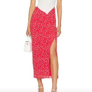 Free People Rosalie Midi Skirt Cherry Combo Size Medium